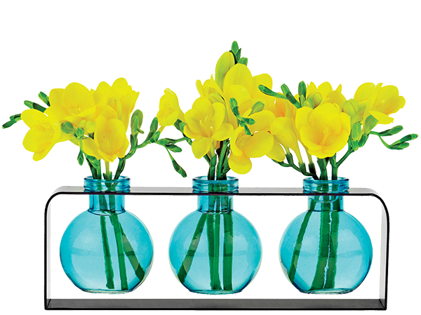 Trivo Three Recycled Glass Vases & Metal Stand 
															/ Couronne Co.							