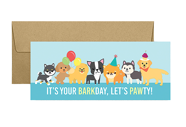 Barkday Pawty Extra Long Greeting Card