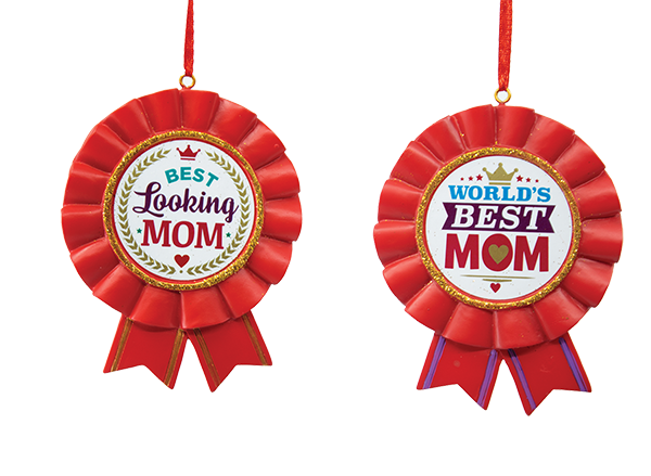 World’s Best Mom and Best Looking Mom Ribbon Award Ornaments, 2 Assorted 
							