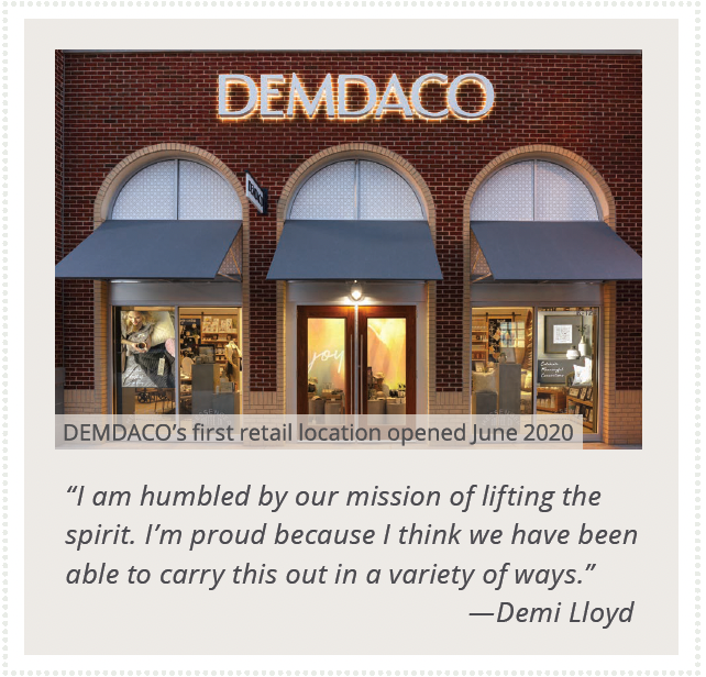 Quote by Demi Lloyd with image of the company's first retail location