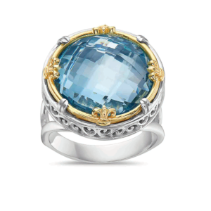 Statement Ring in Blue Topaz with 18k Gold Vermeil from Anatoli Jewelry