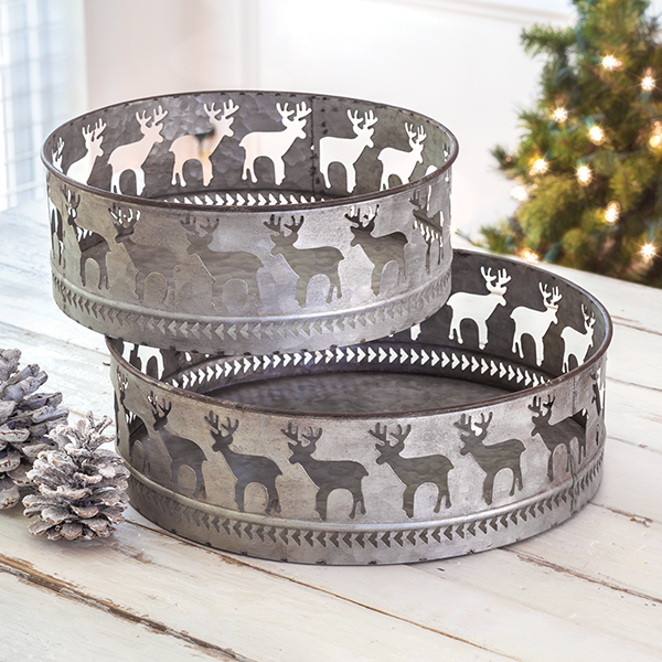 Set of Two Reindeer Round Bins - Gift Shop Magazine