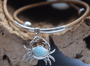 Larimar Crab Necklace by Cork Tree Designs
