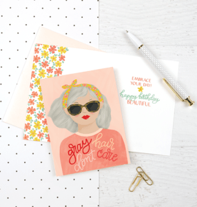 Gray Hair Don't Care Birthday Card from Gina B. Designs
