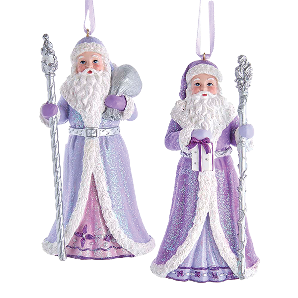 Royal Splendor Purple and Silver Santa Ornaments
