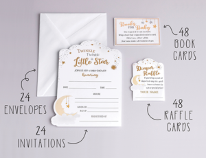 Twinkle Twinkle Little Star Theme Baby Shower Invitation Set from Lillian Rose