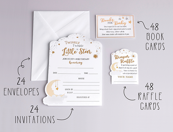 Twinkle Twinkle Little Star Theme Baby Shower Invitation Set