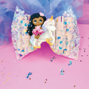 Unicorn Birthday Shaker Hair Bow. Purple Bow Co.