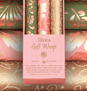 Peach, Green & Gold Tree-Free Gift Wrap from Windrose Trading Company, Inc.