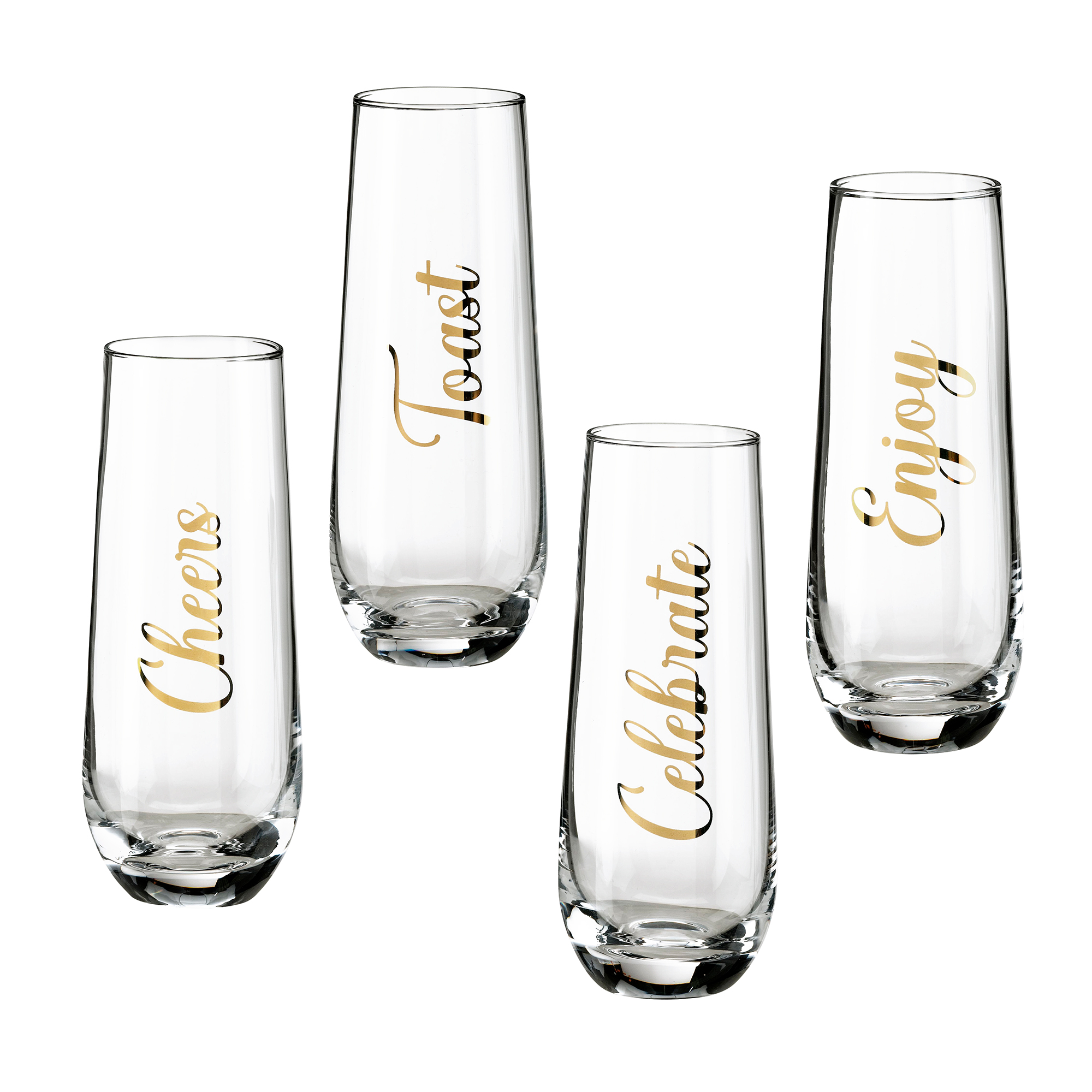 Set of 4 Stemless Champagne Glasses with Sayings 
															/ Lillian Rose							