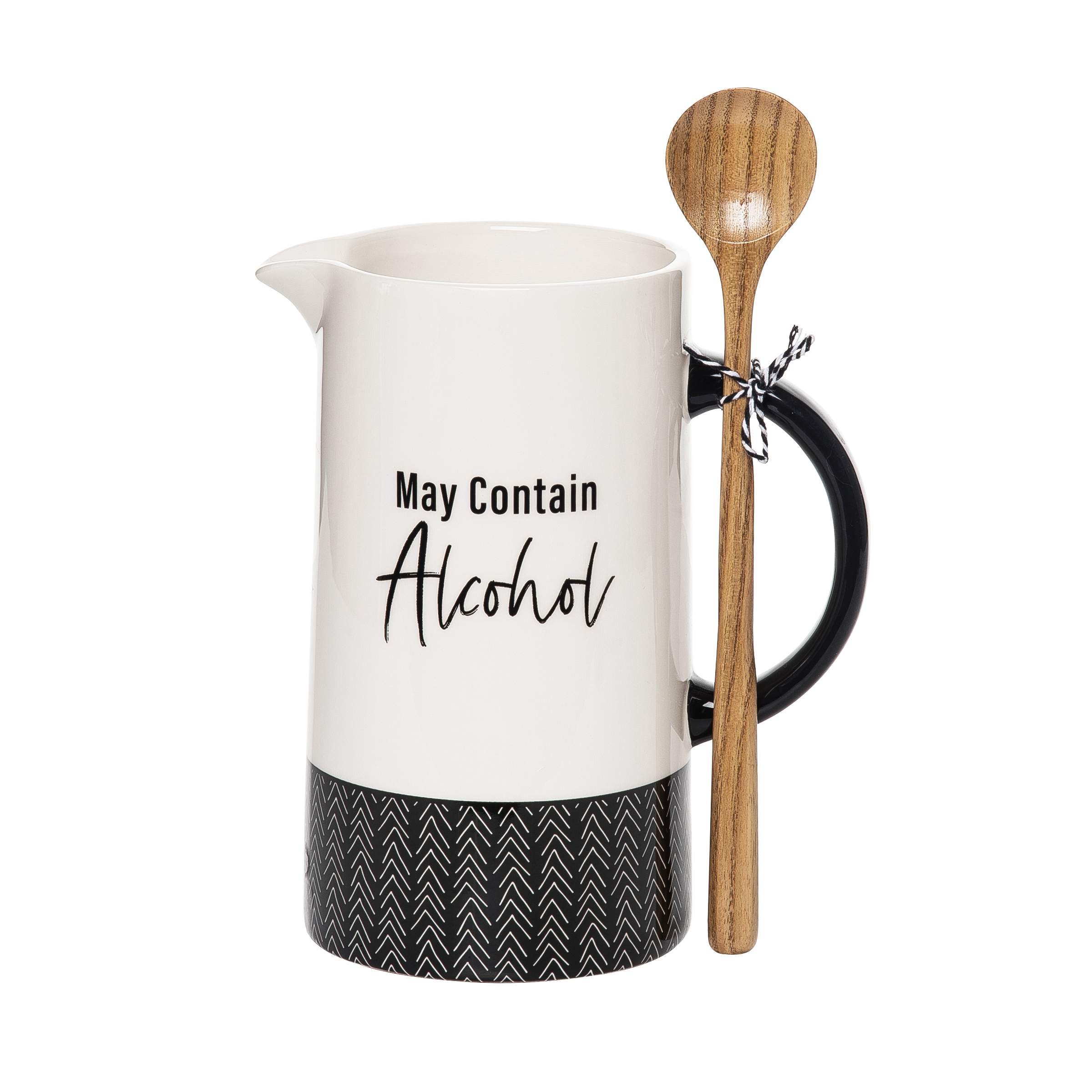 May Contain Alcohol Pitcher With Wooden Spoon