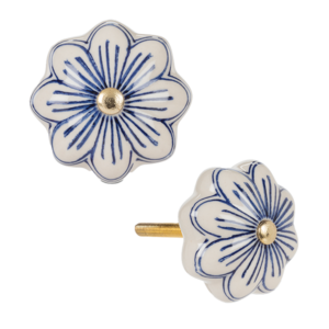 Blue and White Flower Petal Knob from Abbott Collection
