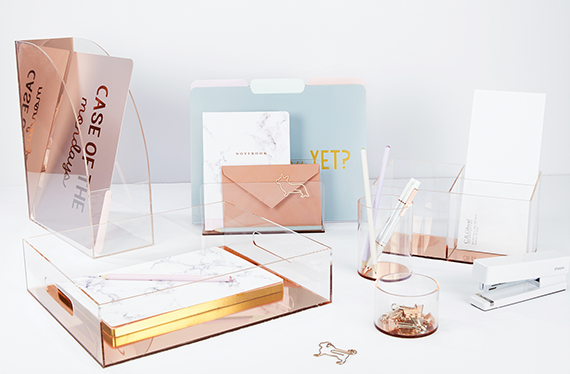 Rose Gold Acrylic Desk Collection