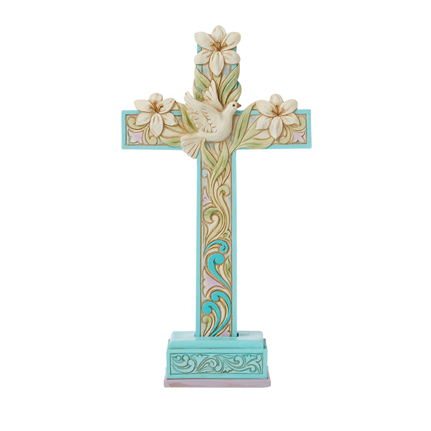 Jim Shore Cross with Lilies and Dove