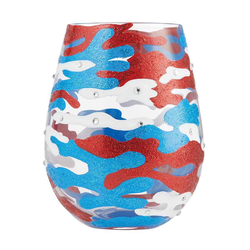 Lolita Patriotic Camo Stemless Wine Glass
