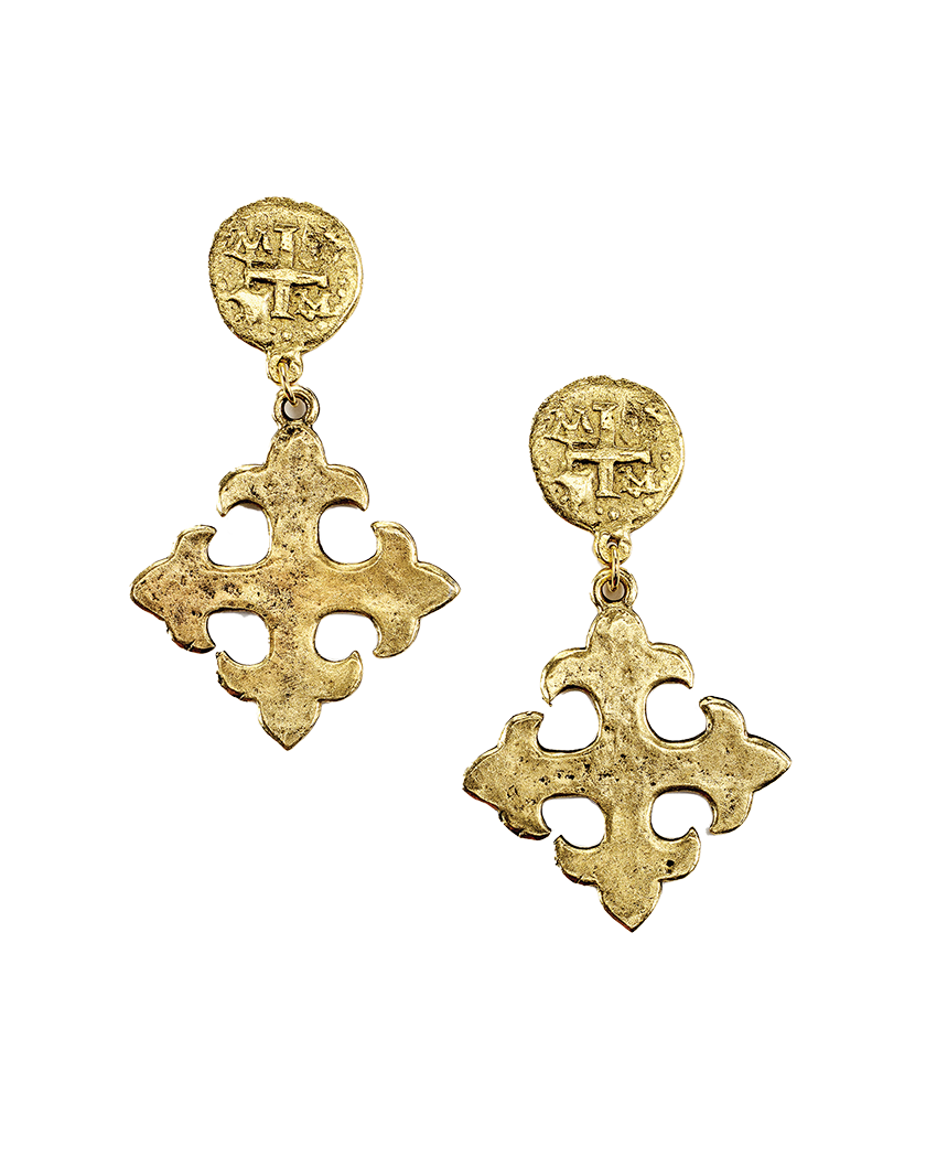 Maltese Cross and Coin Cross Earrings