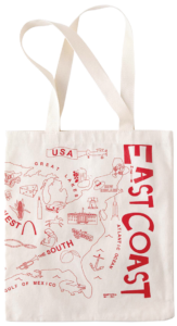 USA Red Grocery Tote-East Coast from Maptote