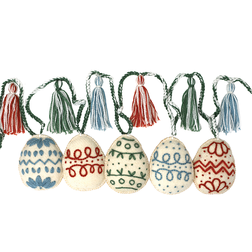 Embroidered Easter Egg Garland 
															/ Melange Collection							