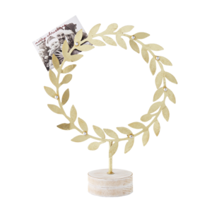 Gold Wreath Card Holder from Mud Pie