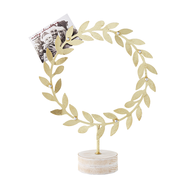 Gold Wreath Card Holder 
															/ Mud Pie							