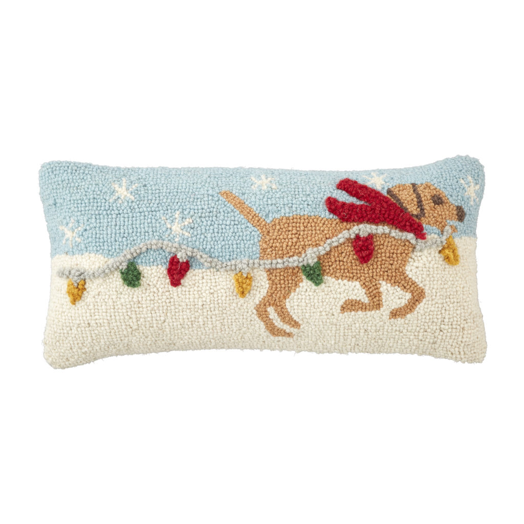 Dog with Lights Hooked Pillow from Mud Pie