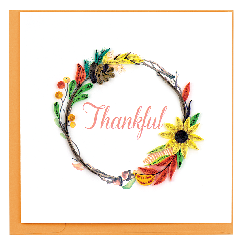 Quilled Thankful Wreath Greeting Card 
															/ Quilling Card							