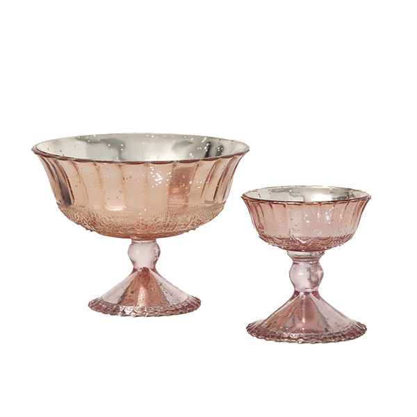 Vintage Glass Pedestal Vases 
															/ Sullivan							