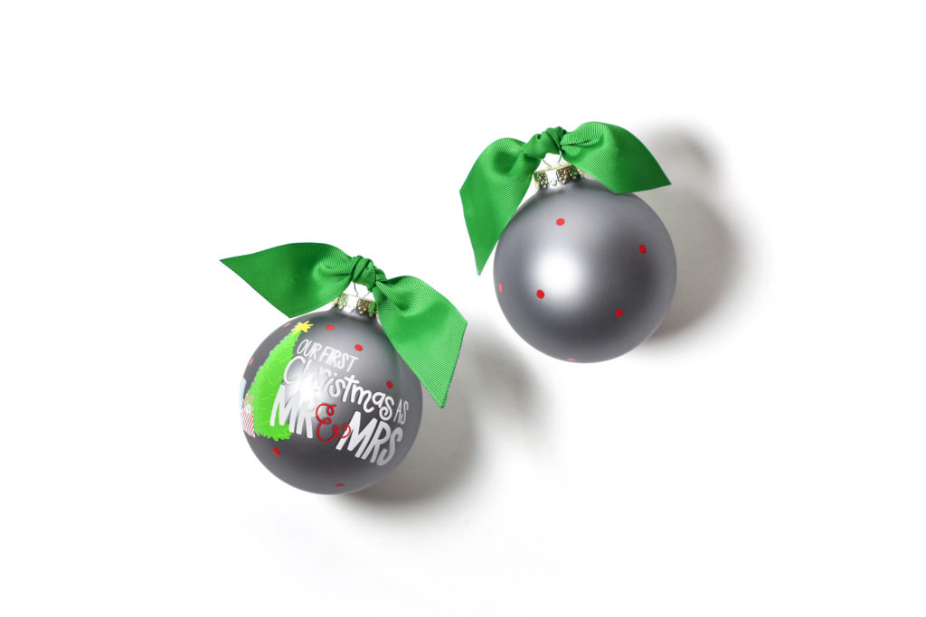 Our First Christmas as Mr & Mrs Glass Ornaments from Coton Colors