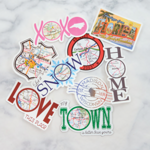 Customizable Hometown Stickers from Julio Designs