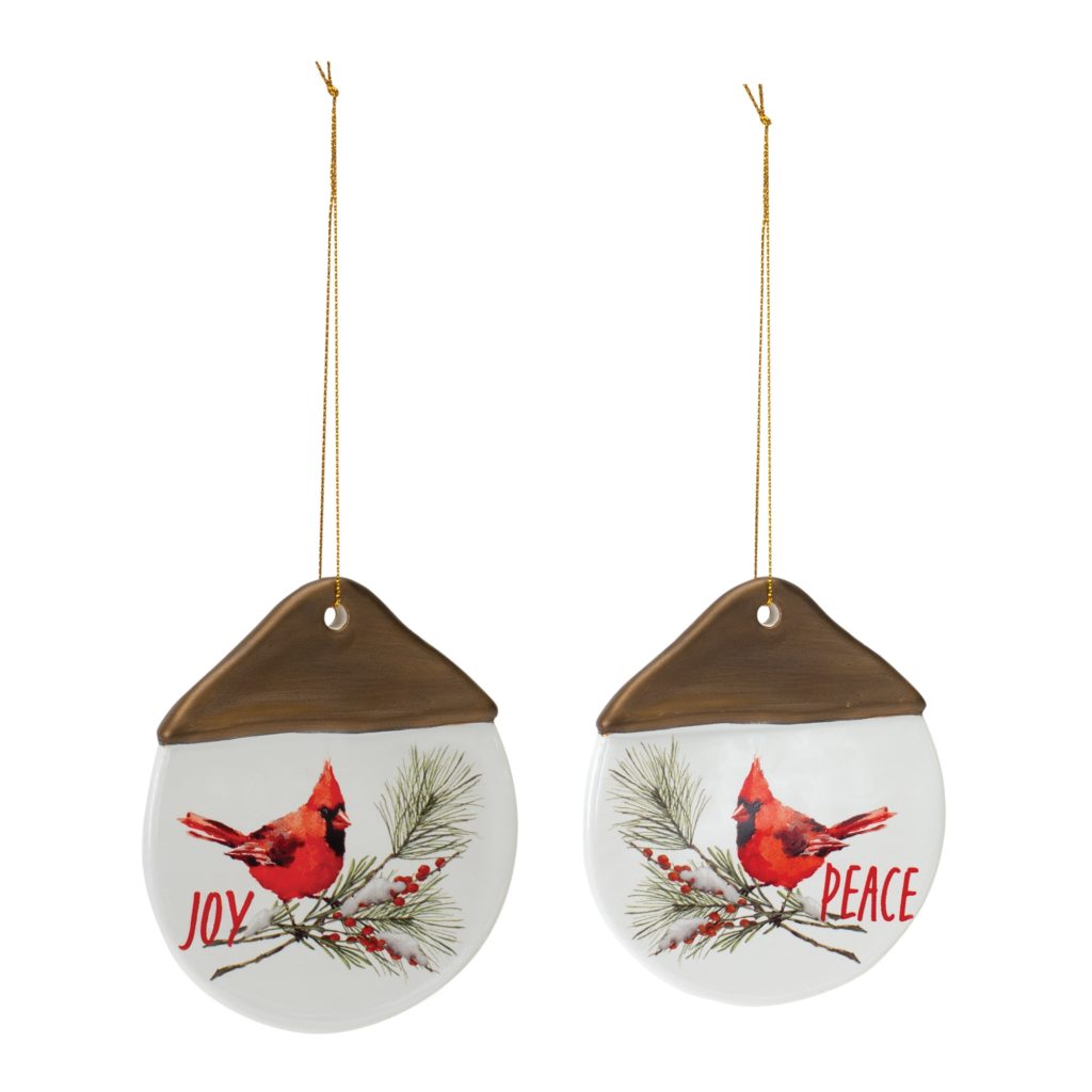 Cardinal Joy and Peace Ornament from Melrose