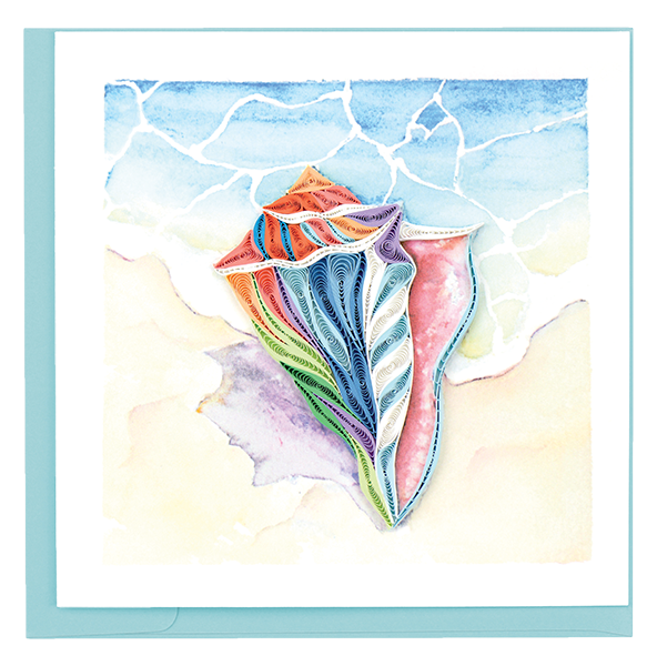 Quilled Rainbow Conch Shell Greeting Card 
															/ Quilling Card							