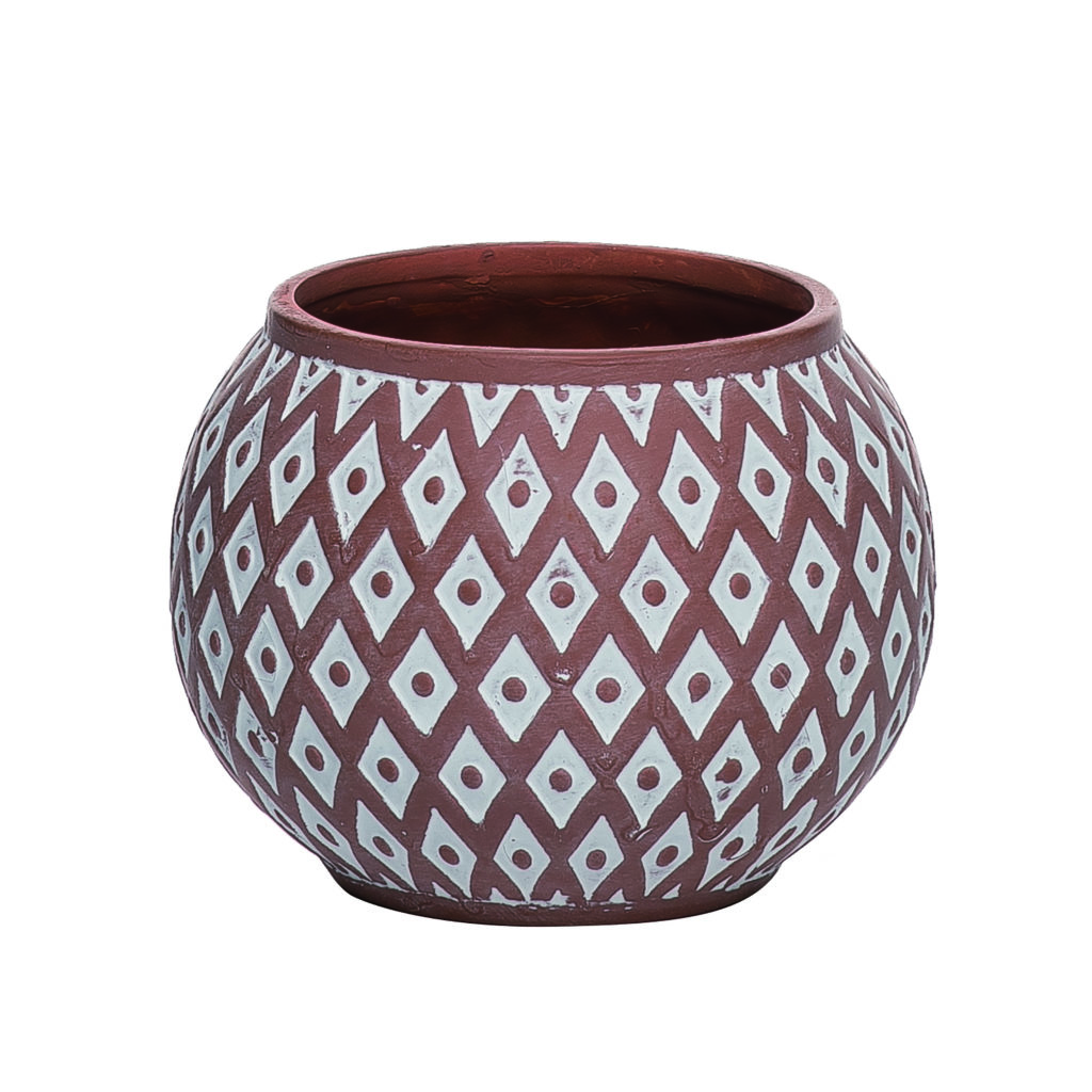 Dolomite Diamond Pattern Small Planter from Transpac