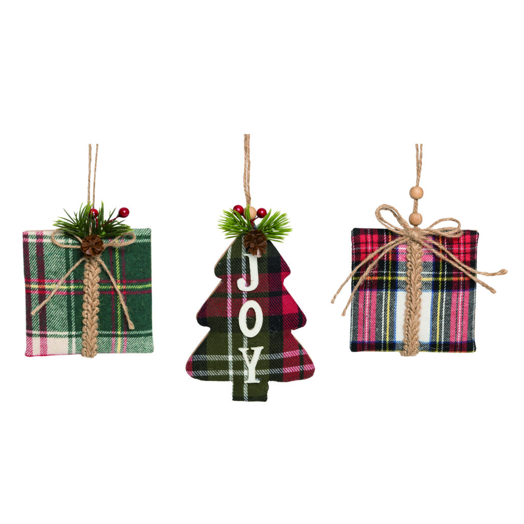 Plaid Present and Tree Ornament from Transpac