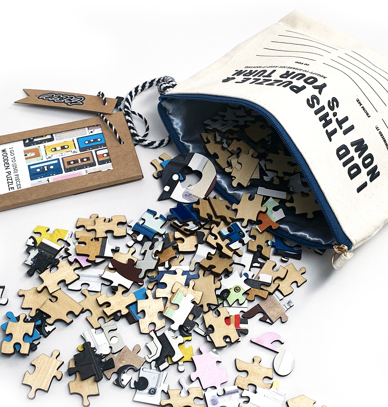 Wooden Puzzle Mix Tapes in Pass-It-On Pouch 
															/ Trove Puzzles							