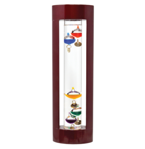 Galileo Thermometer Cherry Finish Wood Frame. Gift Essentials.