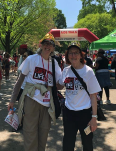 AIDS Walk co-captains Su Hilty (left) and Caroline Kennedy at the 2018 event.