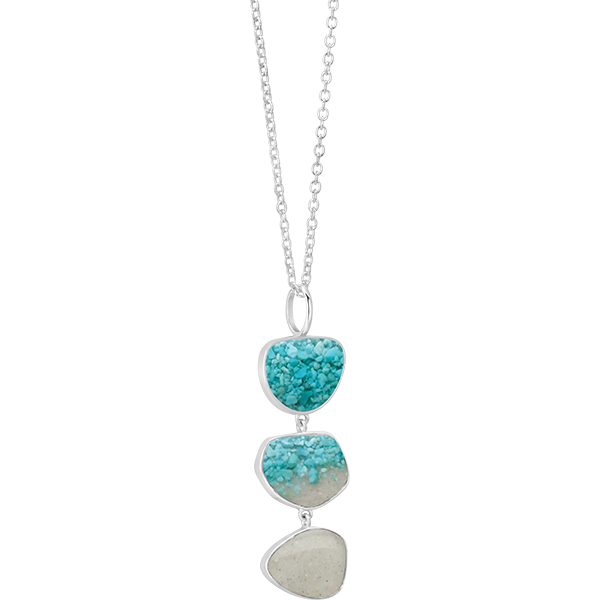 Boho Triple Drop Necklace with Turquoise Gradient