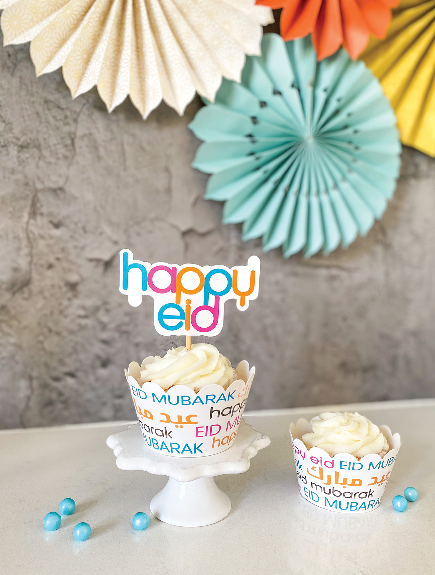 Font Cupcake Wrappers and Toppers. Photo courtesy of Eid Creations.
