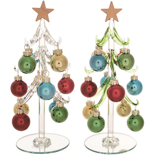 Glass Tree with Mini Ornaments