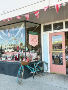 Urbanic’s L.A. digs were dressed in chic red and white flags and a bicycle basket filled with gifts. Photo courtesy of Urbanic.