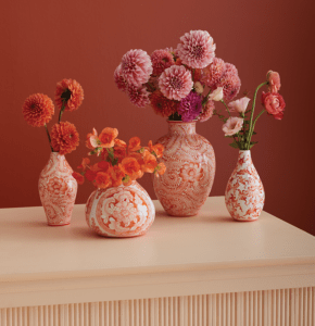 Eleanor Coral Vases. Photo courtesy of Accent Décor.